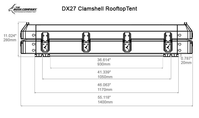 Dx27 clamshell rooftop tent (open box)