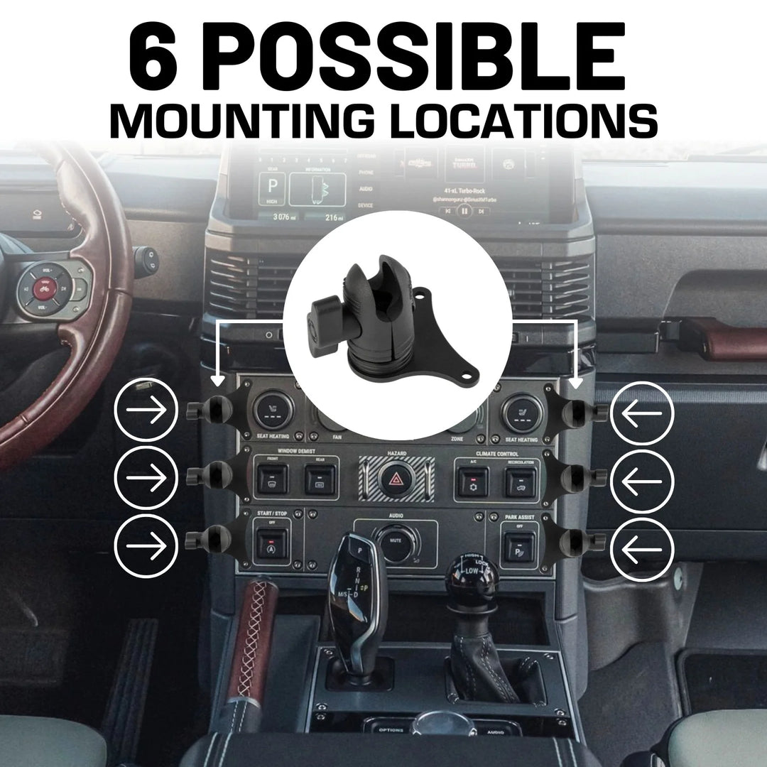 Grenadier Single Device Phone Holder Center Console Mount with 20mm Connector End - Nubby Edition