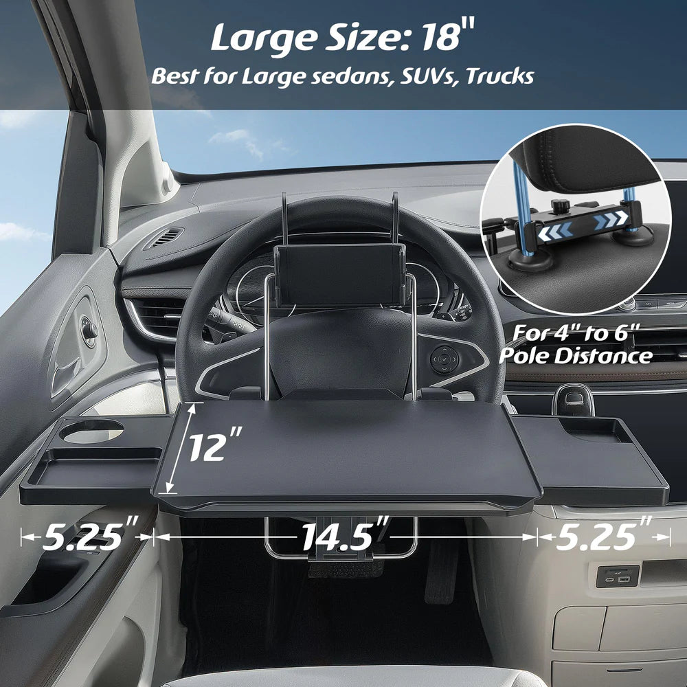 Large Car Steering Wheel/Back Seat Headrest Tray