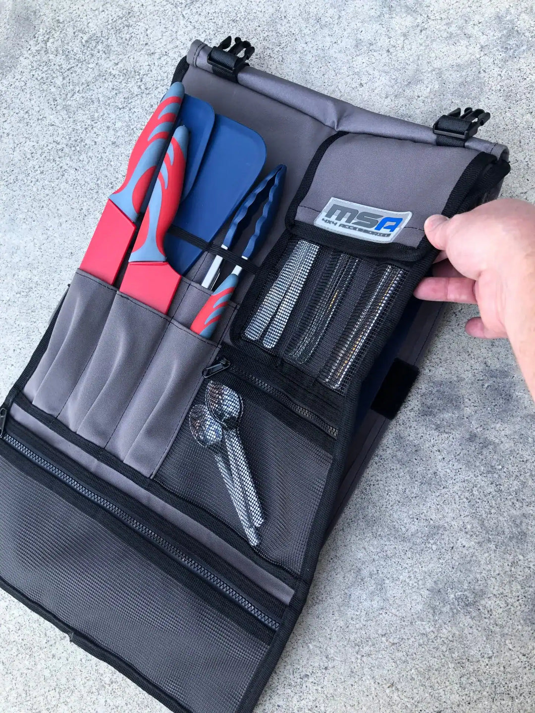Drop Slide Clip-On Table With Cutlery Roll