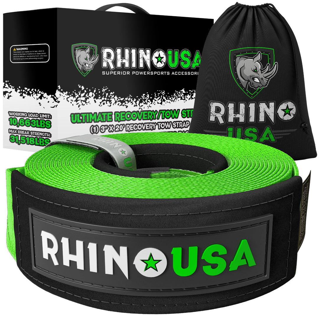 RECOVERY TOW STRAP 3INX30FT (GREEN)