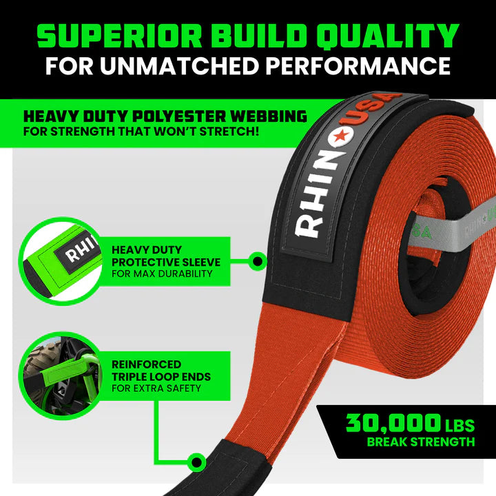 RECOVERY TOW STRAP 3INX30FT (RED)