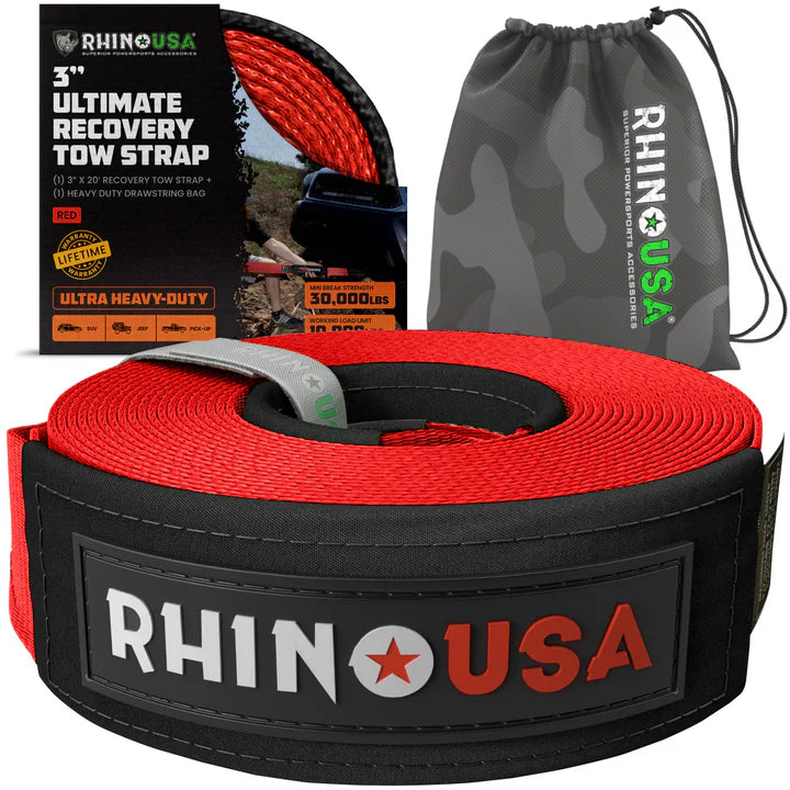 RECOVERY TOW STRAP 3INX30FT (RED)
