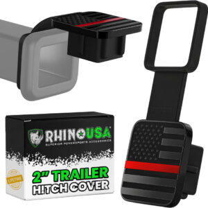RHINO USA 2" AMERICAN FLAG HITCH COVER - BLACK & RED