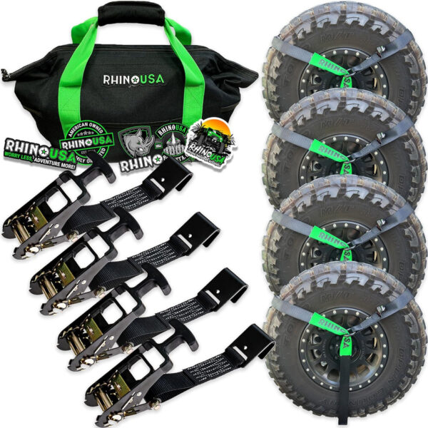 RHINO USA LASSO STRAPS; BASKET STRAPS - BLACK - FLAT HOOK