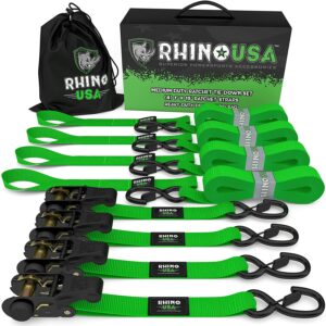 MEDIUM DUTY RATCHET STRAP TIE-DOWN 4-PACK (GREEN)