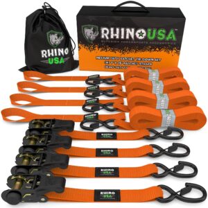 MEDIUM DUTY RATCHET STRAP TIE-DOWN 4-PACK (ORANGE)