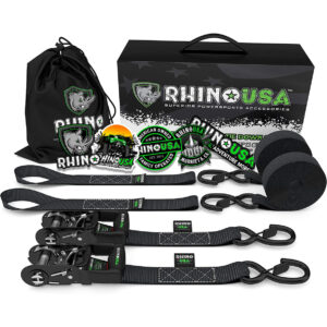 1.6" X 8' RHINO USA HEAVY DUTY RATCHET TIE-DOWNS 2-PACK (BLACK)
