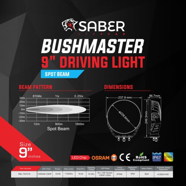 9" Driving Light - Spot Beam - Image 4