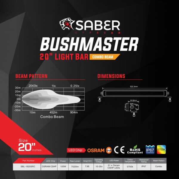 Saber 20" Light Bar - Combo Beam - Image 4