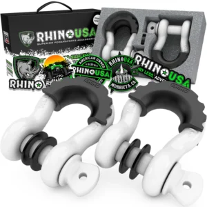 3/4" D-RING SHACKLE w/ 2 Isolators 4 Rubber Washers (2-PACK) GLOSSY WHITE