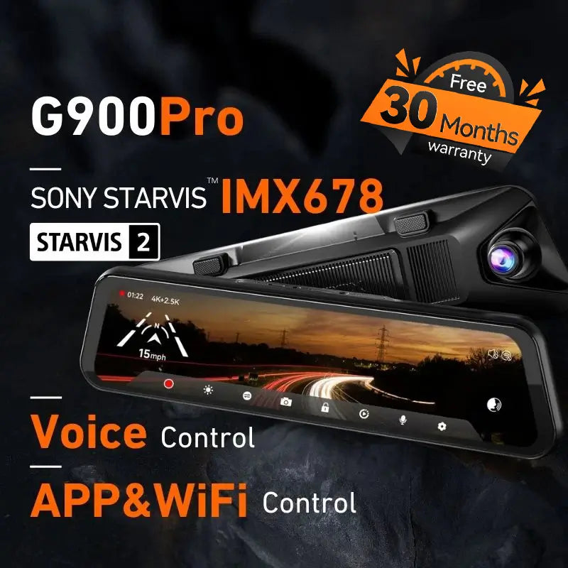 G900Pro 12MP WiFi Touch Screen Rear View Mirror Dash Cam Smart Mirror