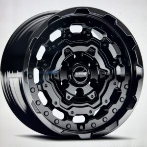 Torque Wheels-  Fortress - TW547R Satin Black / Gloss Black Lip