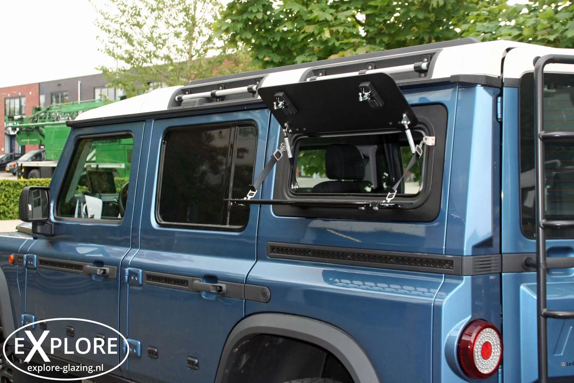 Fold Down Table / Window Guard Ineos Grenadier works with with Gull Wing windows, glass or aluminum version