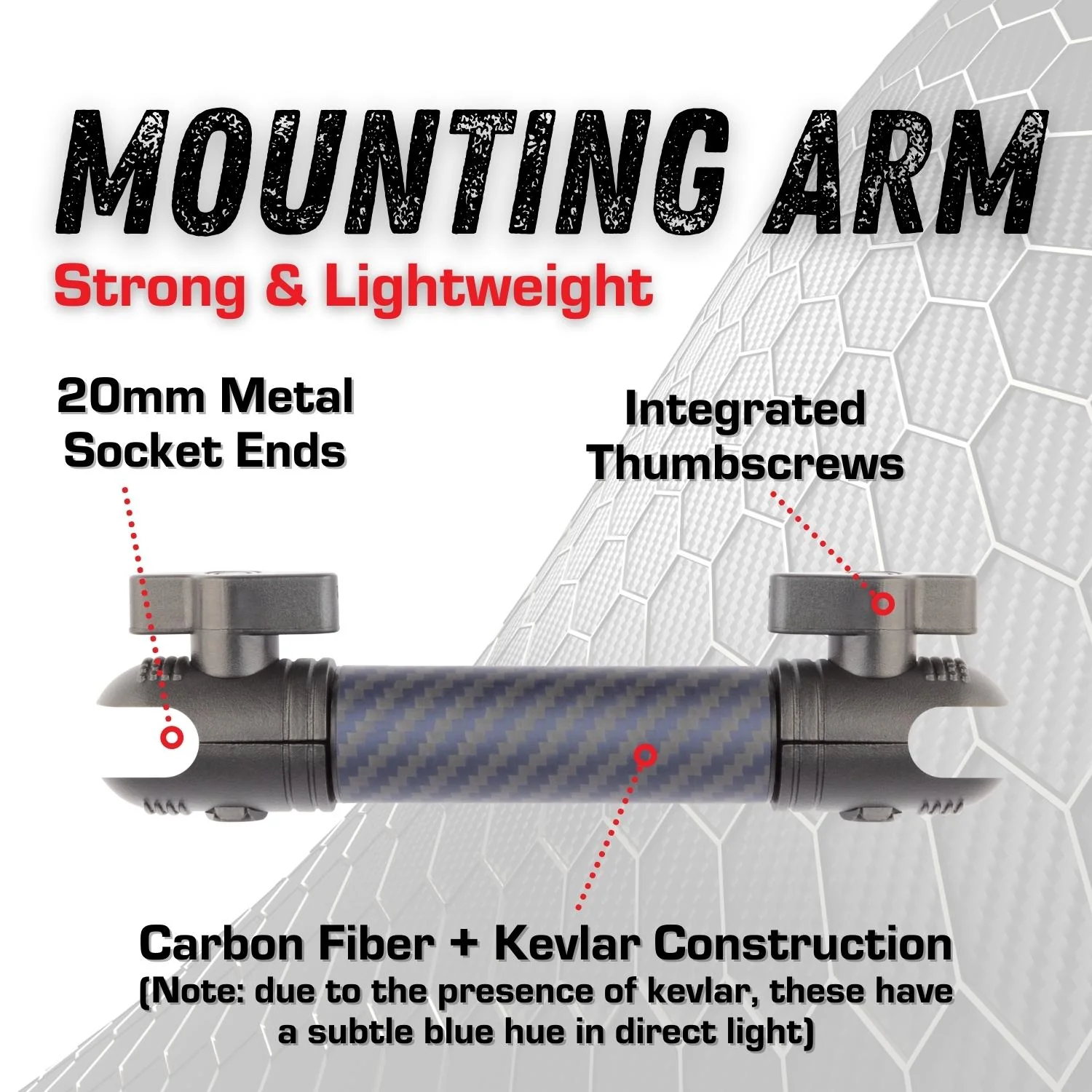 Carbon Fiber/Kevlar Hybrid Mount Arm - Matte Finish - Image 7
