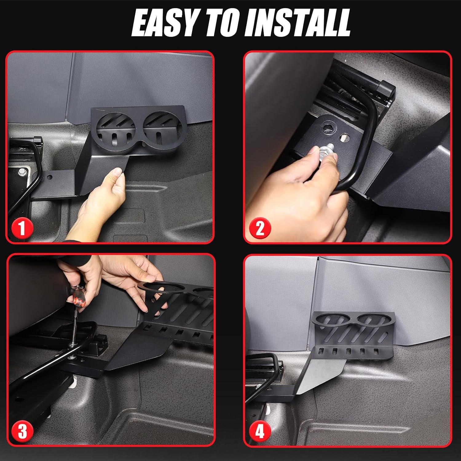 Under Seat Cup Holder Passenger Seat Expander Bracket Compatible with INEOS Grenadier/Quartermaster 2020-2025, Aluminum Alloy Side Console Cup Holder - Image 4
