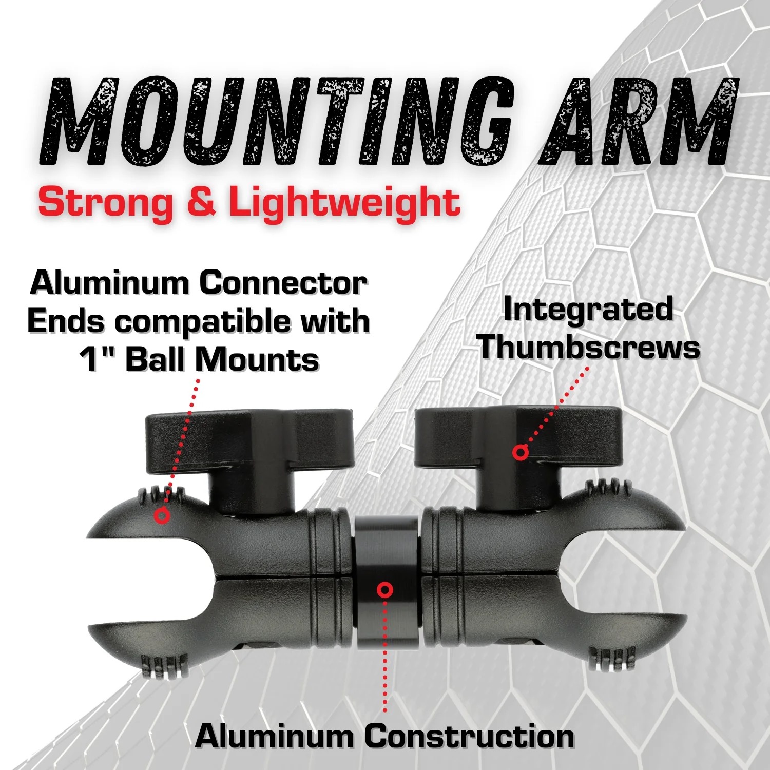 4 inch Aluminum Mounting Arm Dual 1 inch Socket Connector Ends Compatible with 1" Ball Mounts - Image 2